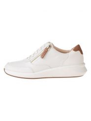Clarks Skórzane sneakersy "Un Rio Zip" w kolorze białym rozmiar: 39. Białe trampki Clarks, bez wzorów, bez zapięcia. Za 254.95 zł.