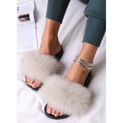 Beżowe Klapki z Futrem Turtlefeather. Brązowe klapki Renee, bez wzorów, z gumy, bez obcasa. Za 44.99 zł.