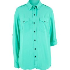 Bluzka koszulowa z wiskozy bonprix zielono-morski. Zielone bluzki bonprix, bez wzorów, z wiskozy, bez kołnierzyka, bez ramiączek. Za 32.99 zł.