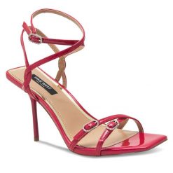 Sandały Nine West. Czerwone sandały Nine West, bez wzorów, bez obcasa, na szpilce, bez zapięcia. Za 229.99 zł.
