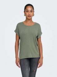 ONLY Koszulka w kolorze khaki rozmiar: XS. Brązowe bluzki Only, xs, bez wzorów, bez kołnierzyka, bez ramiączek. Za 56.95 zł.