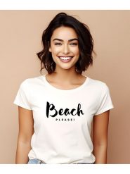 WOOOP Koszulka "Beach please" w kolorze białym rozmiar: XXL. Białe bluzki Wooop, xxl, bez wzorów, z bawełny, bez kołnierzyka, bez ramiączek. Za 66.31 zł.