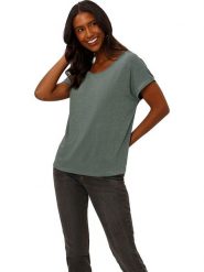 Heine Koszulka w kolorze khaki rozmiar: 42. Brązowe bluzki Heine, bez wzorów, bez kołnierzyka, bez ramiączek. Za 69.75 zł.