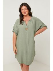 Curvy Lady Sukienka w kolorze khaki rozmiar: 48/50. Brązowe sukienki Curvy Lady, bez wzorów, klasyczne, bez kołnierzyka, bez ramiączek, midi. Za 136.45 zł.