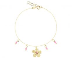 Złota bransoletka z cyrkoniami - kwiat. Żółte bransoletki Apart, z cyrkonią, złote. Za 619.00 zł.