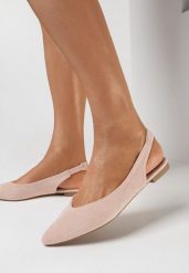 Różowe Pudrowe Sandały Slingback z Noskiem w Szpic Arrilla. Czerwone sandały Born2be, bez wzorów, eleganckie, bez obcasa, na płaskiej podeszwie, bez zapięcia. W wyprzedaży za 52.49 zł.