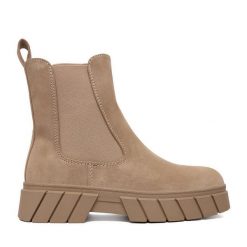 Sztyblety JENNY. Brązowe botki Jenny, bez wzorów, bez obcasa, na płaskiej podeszwie, bez zapięcia. Za 149.99 zł.