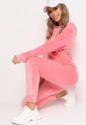 Różowy Komplet Dresowy z Bawełną Bluza z Kapturem i Kieszenią Spodnie z Gumką w Talii Quesaria. Czerwone bluzy Born2be, l, bez wzorów, z bawełny, z kapturem. Za 89.99 zł.