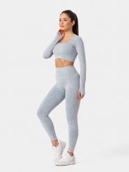 Carpatree Legginsy sportowe "Yasmine" w kolorze szarym rozmiar: M. Niebieskie legginsy Carpatree, m, bez wzorów, z materiału, z podwyższonym stanem. Za 137.10 zł.