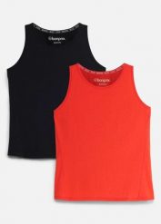 Top sportowy slim fit (zestaw 2 szt.), szybkoschnący. Czarne koszulki sportowe bonprix, bez wzorów, bez ramiączek. Za 75.98 zł.