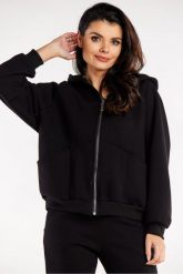 Luźna bluza z kapturem rozpinana z kieszeniami czarna. Czarne bluzy Infinite You, l, bez wzorów, z bawełny, z kapturem. Za 259.00 zł.