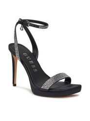 Guess Sandały Zach FLJZAC SAT03 Czarny. Czarne sandały Guess, z aplikacjami, z materiału, bez obcasa, na szpilce, bez zapięcia. Za 499.99 zł.