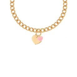 Naszyjnik Łańcuch No.4 z pozłacanym sercem i sercem z różową emalią. Żółte naszyjniki Lilou, pozłacane. Za 583.00 zł.