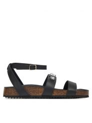 DeeZee Sandały XFL-Z1 Czarny. Czarne sandały DeeZee, bez wzorów, z materiału, bez obcasa, na płaskiej podeszwie, bez zapięcia. Za 139.99 zł.