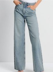 Jeansy wide leg - turkusowy. Niebieskie jeansy Sinsay, l, bez wzorów, z podwyższonym stanem. Za 69.99 zł.