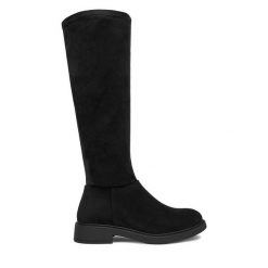 Kozaki JENNY. Czarne kozaki Jenny, bez obcasa, na płaskiej podeszwie, bez zapięcia. Za 189.99 zł.