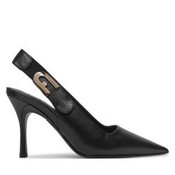 Szpilki Furla. Czarne szpilki Furla, bez wzorów, bez obcasa, na szpilce, bez zapięcia. Za 1,419.00 zł.