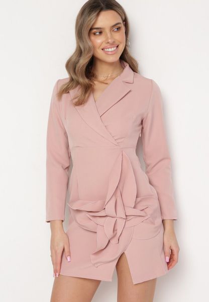 Różowa Marynarkowa Sukienka Mini z Kopertową Górą Nivrade. Czerwone sukienki Born2be, l, bez wzorów, wizytowe, bez kołnierzyka, bez ramiączek, mini, kopertowe. Za 129.99 zł.