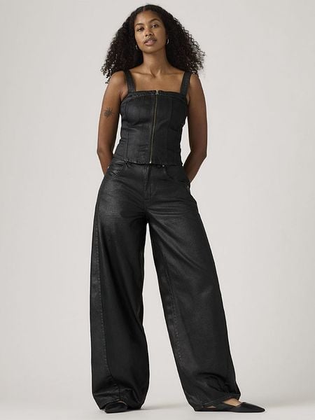 Levi's Spodnie w kolorze czarnym rozmiar: W28/L32. Czarne spodnie materiałowe Levi's®, l, z aplikacjami, z bawełny, z podwyższonym stanem. Za 214.95 zł.