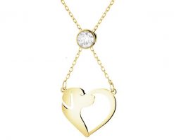 Złoty naszyjnik z cyrkonią - piesek, serce. Żółte naszyjniki Apart, z cyrkonią, złote. Za 1,799.00 zł.