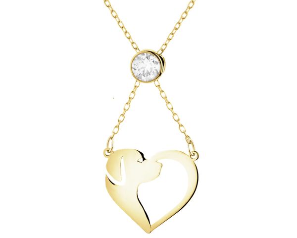 Złoty naszyjnik z cyrkonią - piesek, serce. Żółte naszyjniki Apart, z cyrkonią, złote. Za 1,799.00 zł.