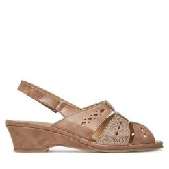 Sandały Suave. Brązowe sandały Suave, bez wzorów, bez obcasa, na koturnie, bez zapięcia. Za 399.99 zł.