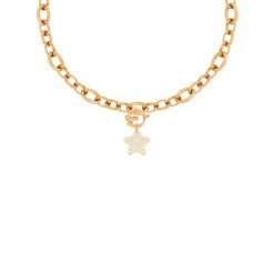 Naszyjnik Łańcuch No.3 z pozłacaną gwiazdką z białymi cyrkoniami. Żółte naszyjniki Lilou, z cyrkonią, pozłacane. Za 452.00 zł.