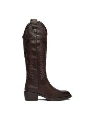 JENNY Kowbojki CEO-HY60231-1 Brązowy. Brązowe kozaki Jenny, z materiału, bez obcasa, na słupku, bez zapięcia. Za 249.99 zł.