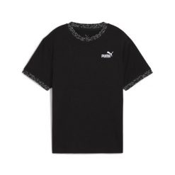 Młodzieżowa koszulka Essentials ze zwierzęcym wzorem o luźnym kroju PUMA Black. Czarna bluzki Puma, m, bez wzorów, eleganckie, bez kołnierzyka, bez ramiączek. Za 99.00 zł.