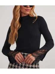 Milan Kiss Sweter w kolorze czarnym rozmiar: XL. Czarne swetry Milan Kiss, xl, bez wzorów, z koronki, bez ramiączek. Za 119.45 zł.