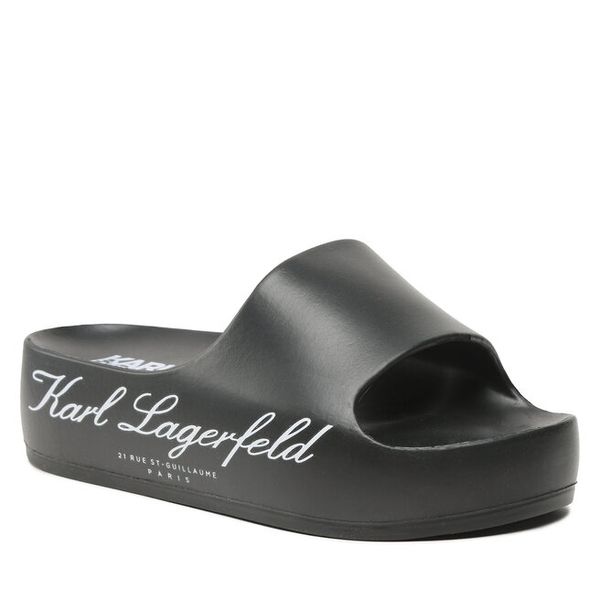 Klapki KARL LAGERFELD. Czarne klapki KARL LAGERFELD, bez wzorów, bez obcasa. Za 389.99 zł.