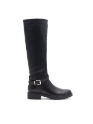 DeeZee Kozaki Stella H12936-1 Czarny. Czarne kozaki DeeZee, z syntetyku, bez obcasa, na płaskiej podeszwie, bez zapięcia. Za 125.99 zł.