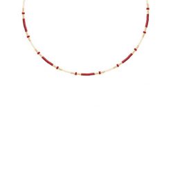 Naszyjnik z różowymi japońskimi koralikami Miyuki. Czerwone naszyjniki Lilou, z turkusem, ze stali. Za 259.00 zł.