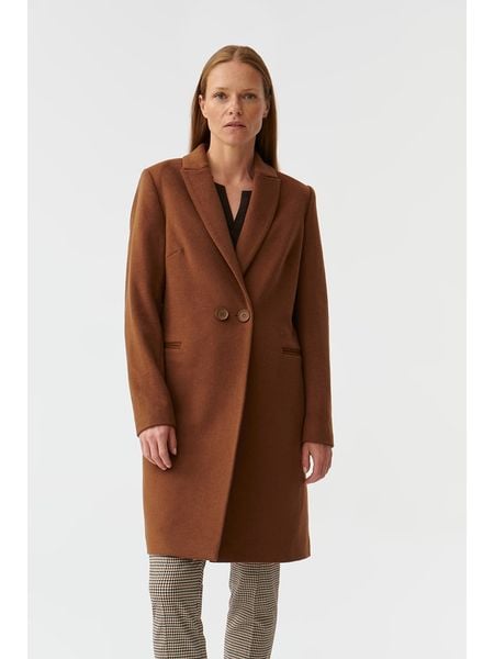 TATUUM Płaszcz przejściowy w kolorze brązowym rozmiar: 42. Brązowe płaszcze Tatuum, bez wzorów, z wełny, bez kaptura. Za 439.24 zł.