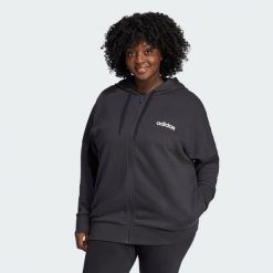 Bluza z kapturem Essentials Linear Full-Zip French Terry. Białe bluzy Adidas, bez wzorów, z materiału, z kapturem. W wyprzedaży za 124.50 zł.