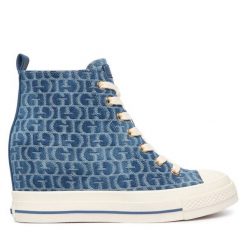 Trampki Guess. Niebieskie trampki Guess, z aplikacjami, bez zapięcia. Za 494.99 zł.