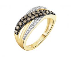 Pierścionek z żółtego złota z diamentami - 0,50 ct - próba 585. Żółte pierścionki Apart, z diamentem, złote. Za 5,390.00 zł.