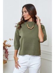 So Cachemire Sweter "Dylia" w kolorze khaki rozmiar: S. Brązowe swetry So Cachemire, s, bez wzorów, ze splotem, bez ramiączek. Za 187.07 zł.