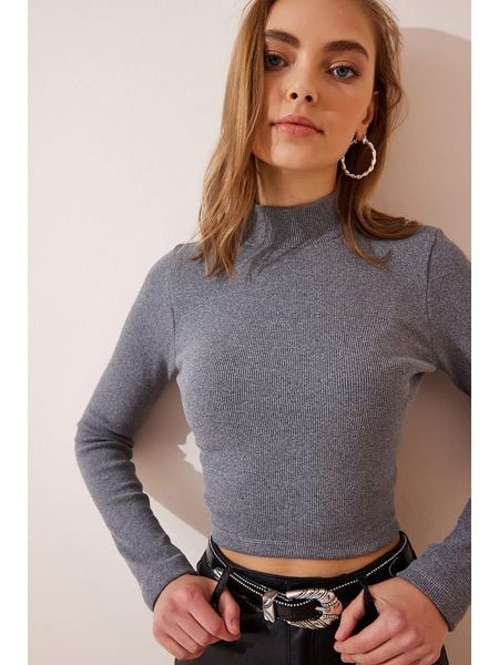 Happiness Istanbul Koszulka w kolorze szarym rozmiar: S/M. Szare bluzki Happiness Istanbul, m, bez wzorów, bez kołnierzyka, bez ramiączek. Za 39.99 zł.