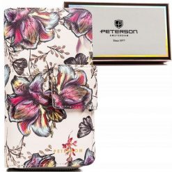 Portfel w kwiaty Peterson PTN 76116-F8 fioletowy. Fioletowe torebki klasyczne Peterson, bez wzorów, ze skóry ekologicznej, bez dodatków. Za 68.99 zł.
