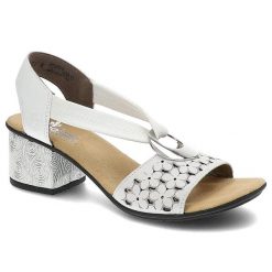 Białe Sandały Rieker Wygodne Buty Damskie. Białe sandały Rieker, bez wzorów, ze skóry, eleganckie, bez obcasa, na obcasie, bez zapięcia. Za 239.00 zł.