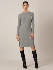 APART Sukienka dzianinowa w kolorze szarym rozmiar: 42. Szare sukienki Apart, bez wzorów, z dzianiny, bez kołnierzyka, bez ramiączek, midi. Za 183.59 zł.
