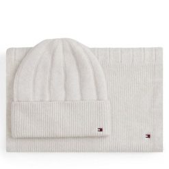 Zestaw Szalik i Czapka Tommy Hilfiger. Brązowe czapki TOMMY HILFIGER, bez wzorów. Za 429.99 zł.