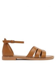 Clara Barson Sandały WS2607-02 Brązowy. Brązowe sandały Clara Barson, bez wzorów, z materiału, bez obcasa, na płaskiej podeszwie, bez zapięcia. Za 99.99 zł.