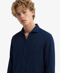 Superdry Koszula Riviera lniana z długim rękawem — 100% len, Relaxed Fit. Niebieskie koszule Superdry, l, bez wzorów, ze lnu, klasyczne, bez kołnierzyka, bez ramiączek. Za 267.70 zł.