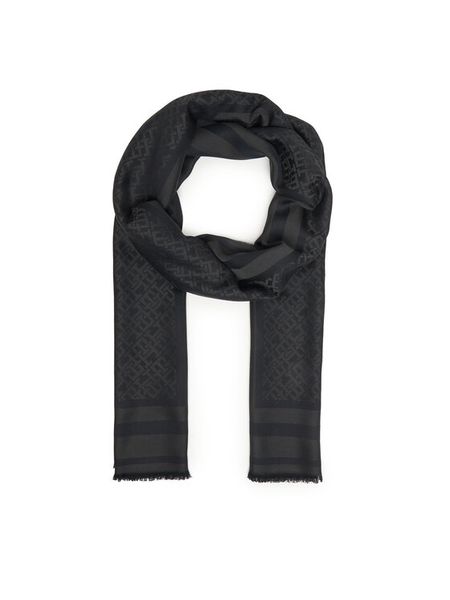 Tommy Hilfiger Szal Th Monogram Scarf AW0AW18273 Czarny. Czarne rękawiczki TOMMY HILFIGER, bez wzorów, z materiału. Za 219.99 zł.