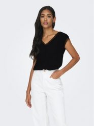 ONLY Bluzka 15252241 Czarny Regular Fit. Czarne bluzki Only, xs, bez wzorów, z wiskozy, bez kołnierzyka, bez ramiączek. Za 109.99 zł.