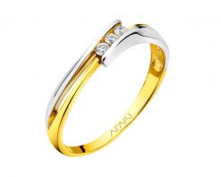 Pierścionek z żółtego złota z brylantami - 0,08 ct - próba 585. Żółte pierścionki Apart, z brylantem, złote. W wyprzedaży za 1,813.00 zł.
