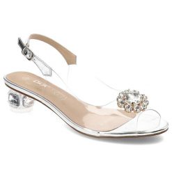 Srebrne Sandały S.Barski Eleganckie Obuwie Damskie Z Broszką. Szare sandały S.BARSKI, z aplikacjami, ze skóry, eleganckie, bez obcasa, na obcasie, bez zapięcia. Za 159.00 zł.