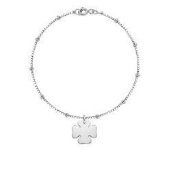 Bransoletka ze srebrną koniczyną na łańcuszku Supełki. Szare bransoletki Lilou, srebrne. Za 238.00 zł.